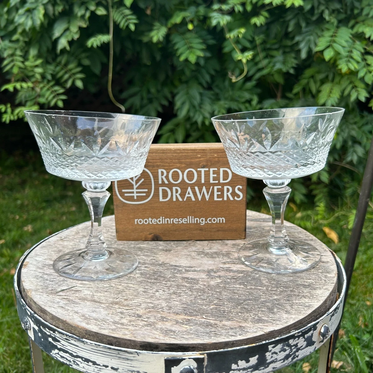 Vintage 2 Piece Set Crystal Glasses Drinkware Goblets Clear