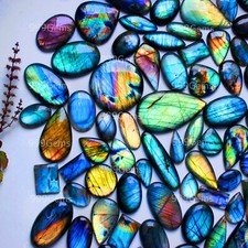 20 Pcs Multi Fire Natural Labradorite Gemstone Loose Cabochon Wholesale Lot