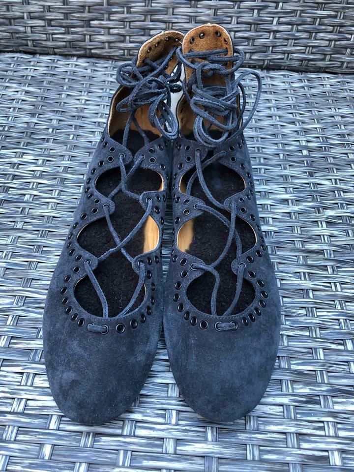 Isabel Marant Grommet Shearling Footbed Ballerina Suede Flats NEW