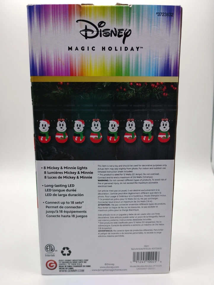 Disney Mickey Minnie Mouse 7-ft Twinkling White LED Christmas String Lights NEW - Image 3 of 3