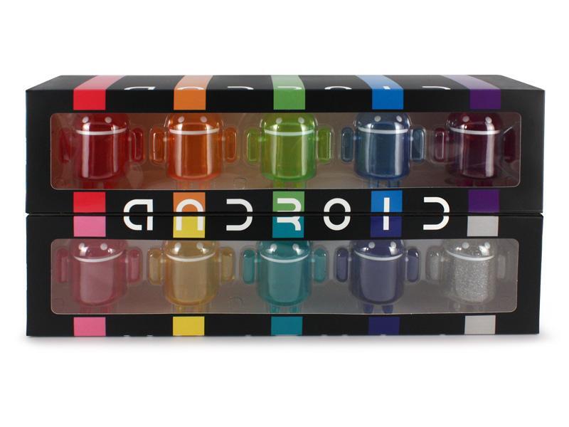 CLEAR RAINBOW ANDROID MINI FIGURE COLLECTIBLE SET OF 10 DEAD