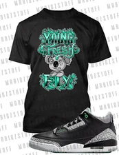 Young Fresh and Fly Pro Club Shaka Tee to Match J3 Green Glow Sneaker Hip Hop T