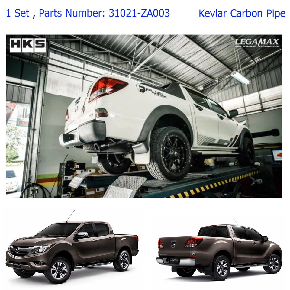 Tubo de escape de acero inoxidable punta de carbono para Mazda Bt-50 Pro 12 13 - 16 17 Performance Foto 2 de 3