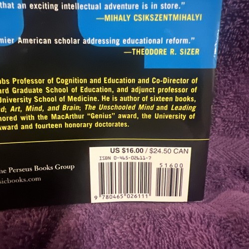 Intelligence Reframed: Multiple In- paperback, 0465026117, Howard E Gardner, new - Imagen 9 de 11