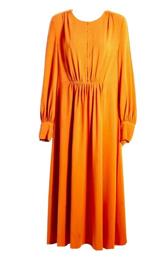 French Connection Mulled Orange Crepe Essie Midi Dress Uk 8