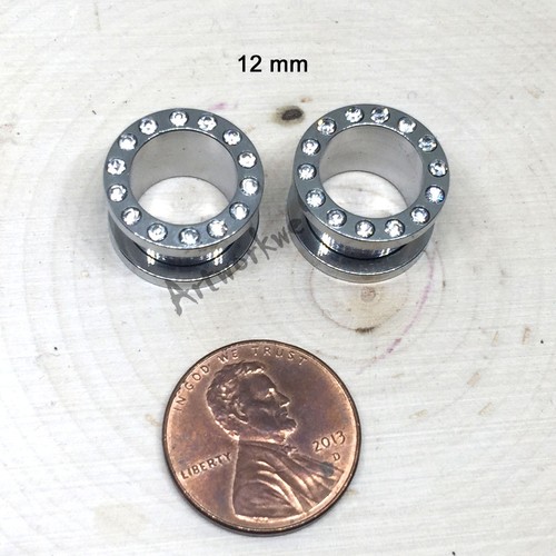 PAAR - KRISTALL EDELSTAHL 4-16mm SCHRAUBE Ohr Messgeräte Ohr Plugs Flesh Tunnel - Bild 10 von 12