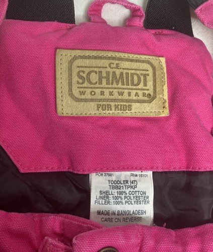 C.E. Schmidt for Kids Insulated Overalls Pink Workwear Farm Barn Sz 4T - Picture 7 of 12