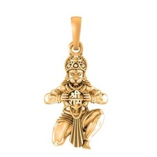 925 Sterling Silver 22k Gold Plated God Hanuman Pendant