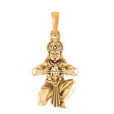 925 Sterling Silver 22k Gold Plated God Hanuman Pendant
