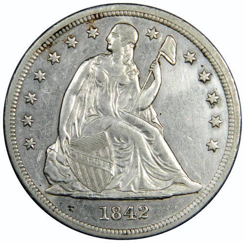 1842 SEATED LIBERTY DOLLAR ~ SHARP STRIKE AU/BU ABOUT UNCIRCULATED!