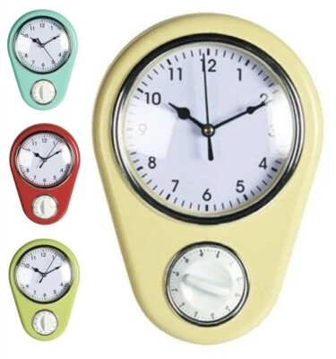 Vintage Küchenuhr mit Kurzzeitmesser Eieruhr Retro 50er Jahre Wanduhr Küche () - Bild 1 von 4