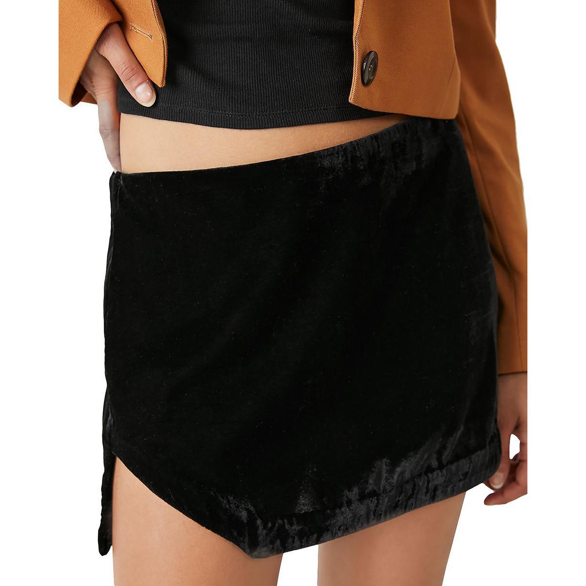 Free People Женская короткая мини-юбка Annalise из черного бархата для вечеринок 4 BHFO 9701