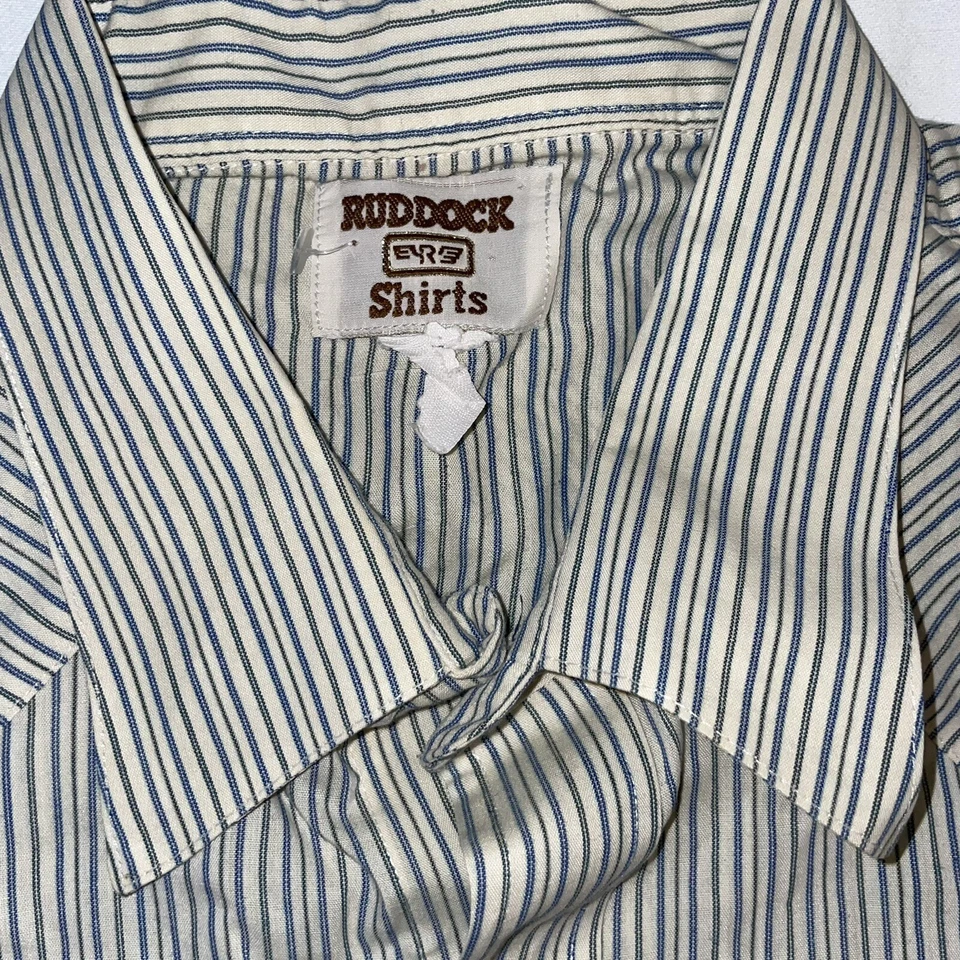 Vintage RUDDOCK Men's Short Sleeve Striped Western Shirt Size XXL Polo Pockets - Image 2 of 4