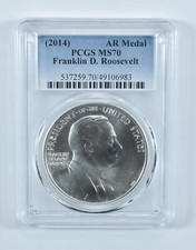(2014) Franklin D Roosevelt Silver Medal MS70 PCGS Blue Label