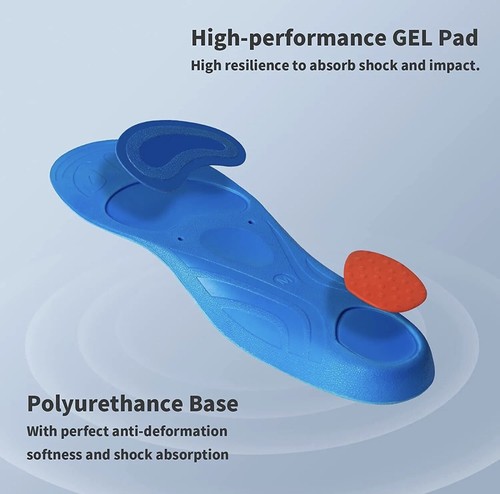 Pink Arch Support Insoles for Plantar Fasciitis Foot Pain Relief Orthotic Sz Lrg - Picture 3 of 4