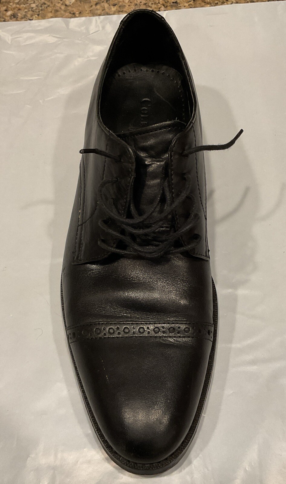 SAOLA Scarpa destra Cole Haan 9 5 M punta a cappuccio uomo nera stringata (solo 1 scarpa)