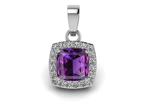 8.25 Ratti 7.50 Carat Original Amethyst Katela Silver Necklace Pendant For Women - Picture 3 of 3