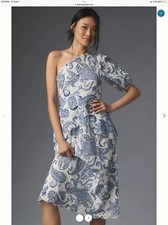 NWT Farm Rio One-Shoulder Eyelet Midi Dress Size M Blue