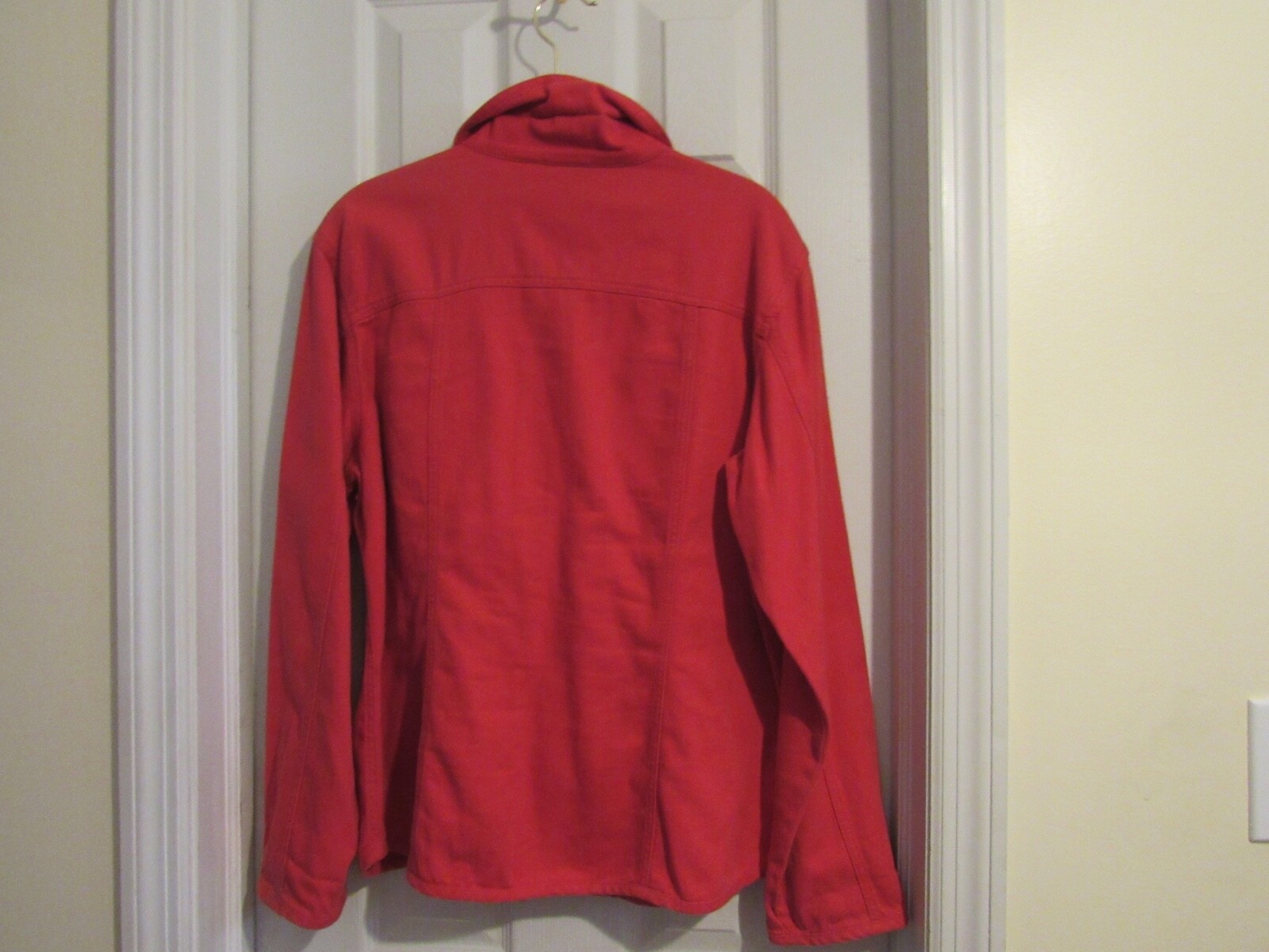 CHICOS Jacket Red Twill Button Front / Button Che… - image 4