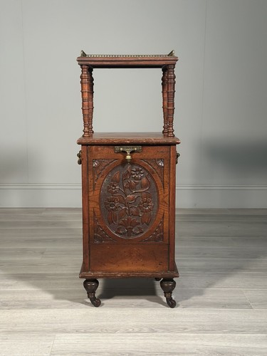A Late Victorian Aesthetic Movement Mahogany Fireside Purdonium - Picture 5 of 13