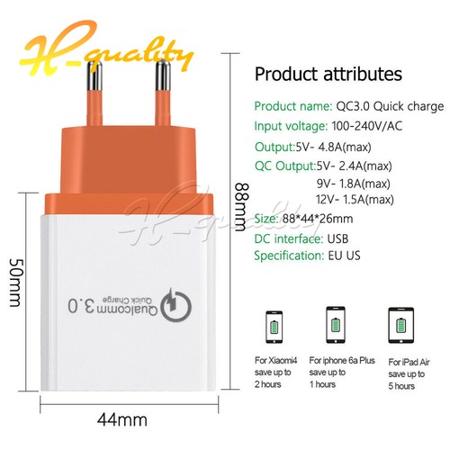 Quick Charge QC 3.0 30W 3 Ports USB Wall Charger Power Adapter for Smart Phone - Zdjęcie 6 z 26