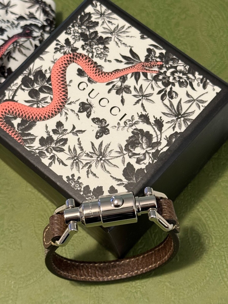 Gucci Piston Closure Bracelet Leather / GG supreme canvas