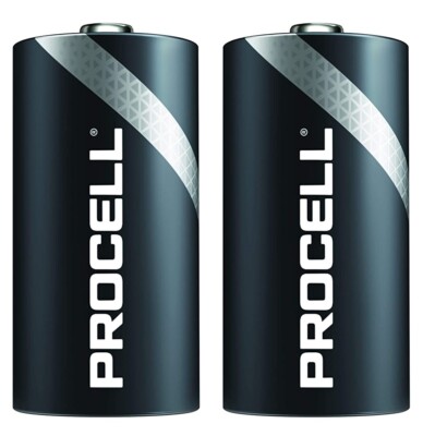 2 DURACELL PROCELL C LR14 HALF FLASHLIGHT 1.5V ALKALINE INDUSTRIAL