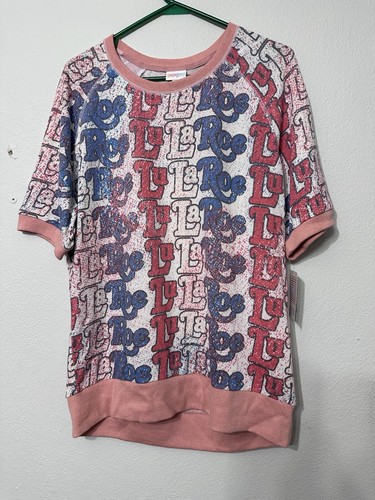 Lularoe Jane Short Sleeve Sweater Top Size XLarge Red White Blue New With Tags