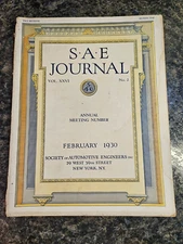 S A E SAE Journal February, 1930 Society of Automotive Engineers (Lot 1479)