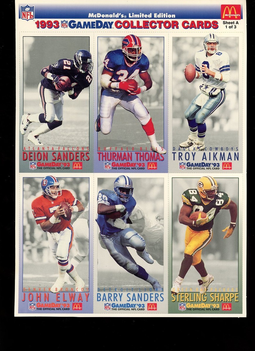 【送料込】NFL YEAR BOOK 1993-2000 7冊セット 1993 McDonalds NFL GameDay Sheet A 1 of 3 Uncut Sheet Elway