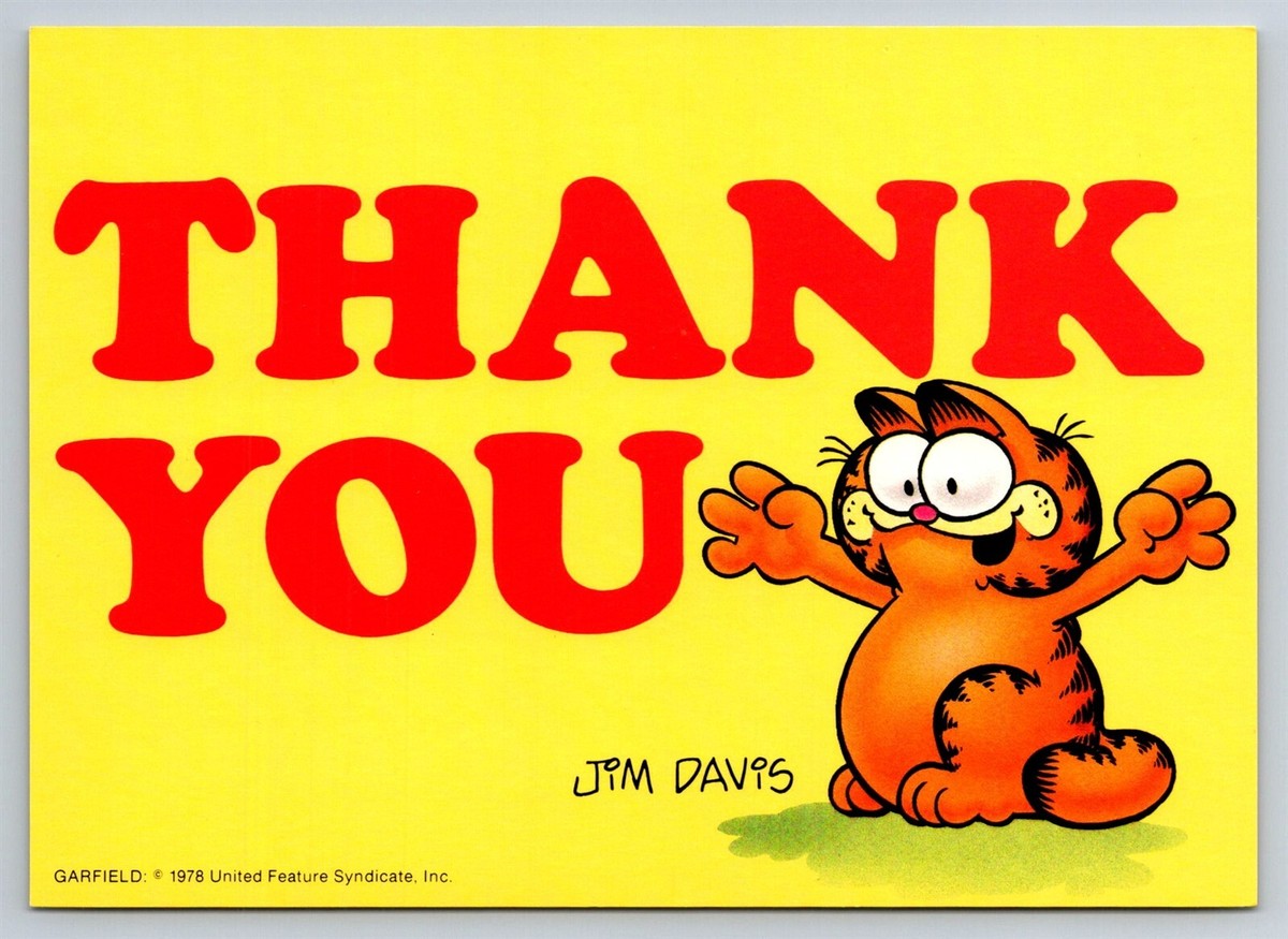 Postcard Garfield Cat Cartoon Thank You 1978 Jim Davis Z17 | eBay