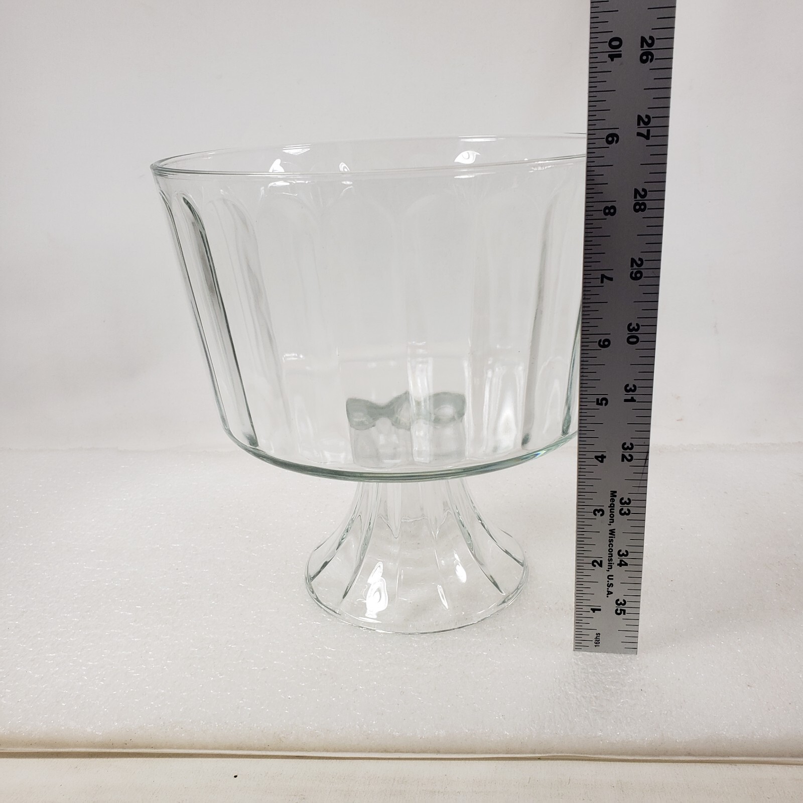 Paneled Compote Dish Footed Clear Glass Centerpiece Lounge Table Decor Fruit 