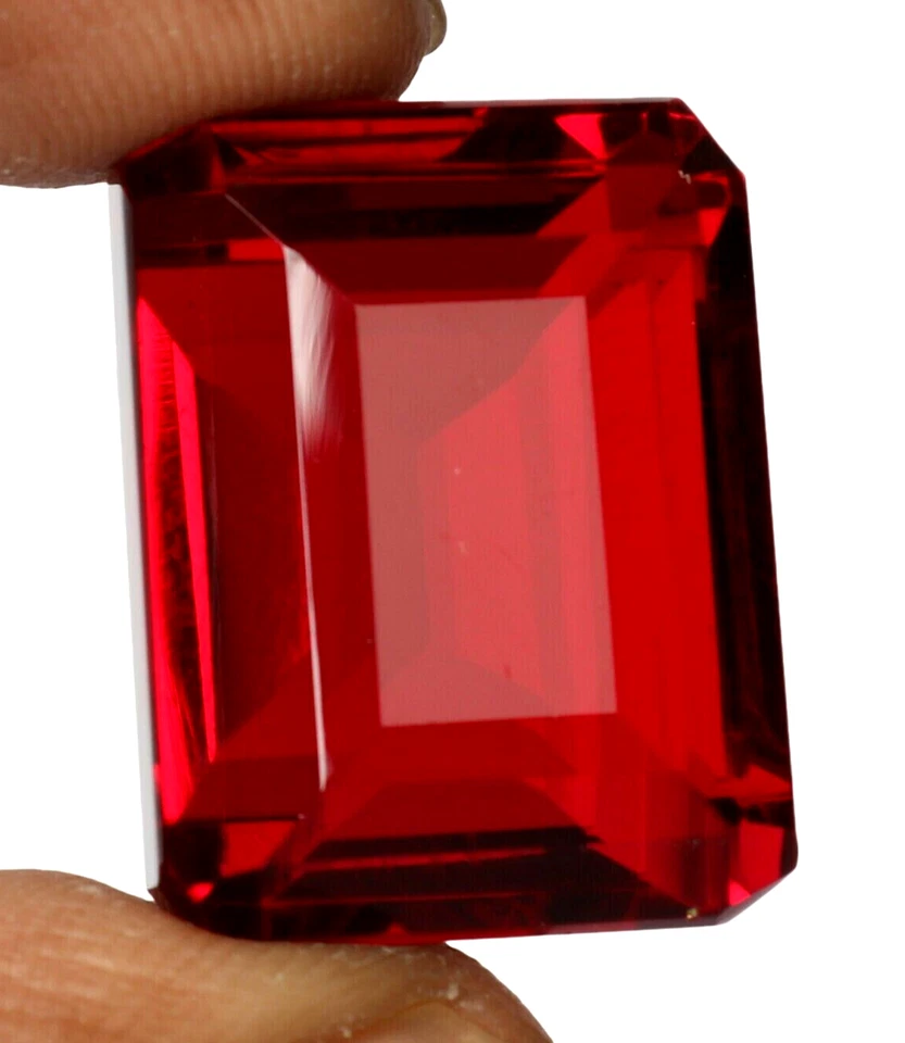 80.30 Ct. Mozambique Blood Red Ruby Emerald Cut Loose Gemstone Gift for Birthday - Image 2 of 4