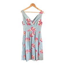 Emily And Finn Cotton Light Blue Floral Sleeveless Dress UK Size 10