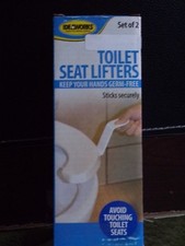 2 Toilet Seat Lifters Raise Lower Handle Hygienic Clean Lift Lower Self Adhesive