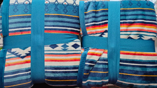 Lot of 2 Better Homes & Gardens Sherpa Throw Blanket, 50" x 60", Desert Stripe