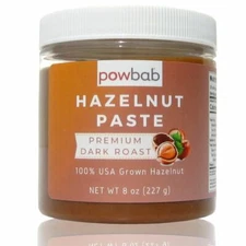 powbab Hazelnut Paste - 100% USA Roasted Hazelnut Spread, Nut Butter (8 oz)