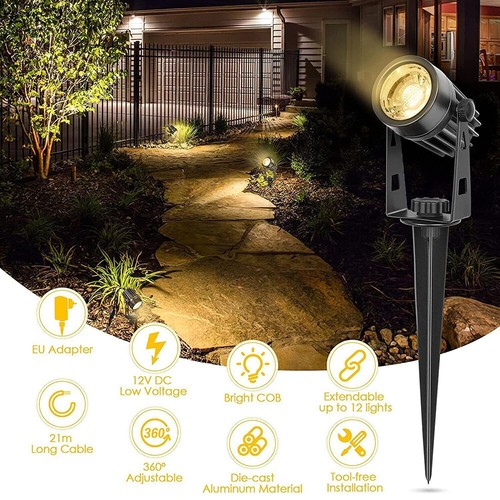 Gartenbeleuchtung 4-8er LED Set Gartenstrahler Gartenleuchten mit Strom Erdspieß - Bild 8 von 27