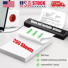 200x 8.5x11" Folded A4 Thermal Continuous Paper For M08F M832 Hprt Printer