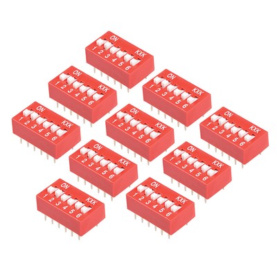 10 DIP-Schalter 1 2 3 4 5 6-Position für Steckbrett-Leiterplatte 2,54 mm Rot