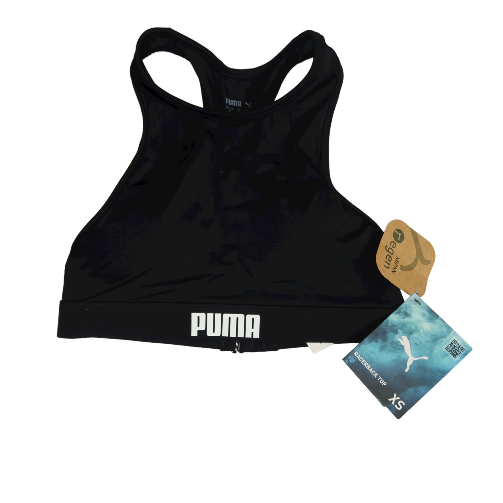 PUMA Women's Swimwear-Racer Back Swim Bikini Top (1-Pack), Black, XS UK