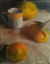 Citrus and tea cup original painting