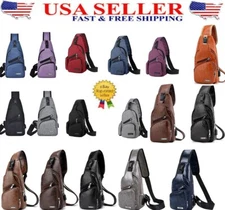 Men's leather Crossbody AND Nylon Shoulder Chest  Bag GOOD for everyday use