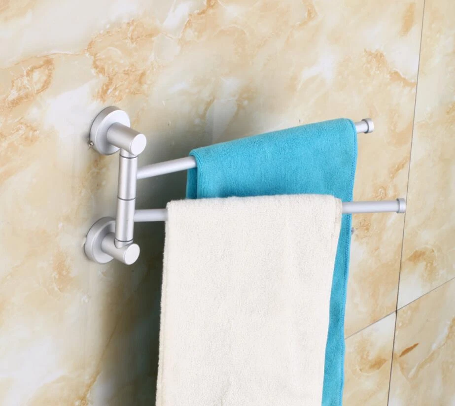 Bathroom Bath Hand Towel Rack Swivel Double Rail Holder Wall Mounted  Aluminium | eBay