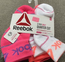 New Girl  s 6 Pack Reebok Quarter Cut Socks Shoe Size: 4-8 Small