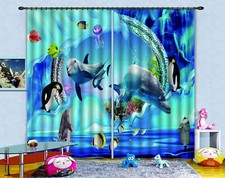 3D Ocean Dolphin Fish ZHUA2953 Photo Curtain Window Blockout Fabric Amy 2023