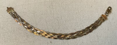 FMC Signed STERLING SILVER Woven Tri Color Vermeil BRACELET Fits Sz 7