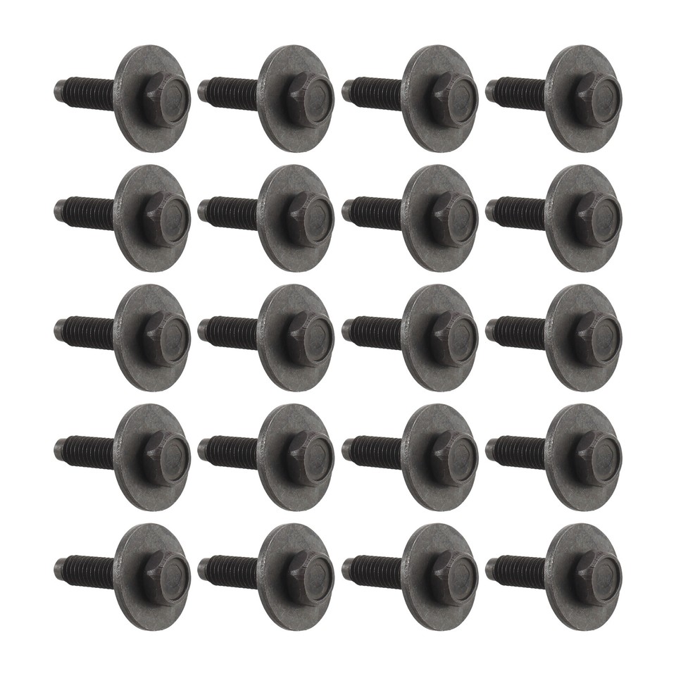 M6 Bolt 20pcs Hex Head Bolts For BMW Bumper Fender Splash Shield - 9mm, Black Harley Rear Fender Bolts