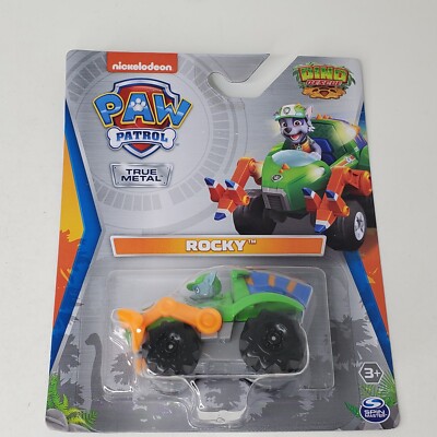 Paw Patrol Rocky Dino Rescue True Metal Garbage Truck Car Vehicle Dinosaur Green