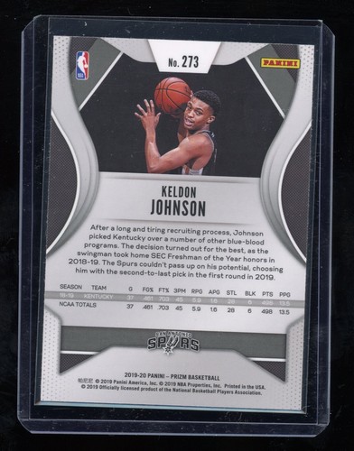 2019-20 Panini Prizm Keldon Johnson Base Rookie San Antonio Spurs - Bild 2 von 2